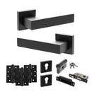 Senza Pari Panetti Door Handle Pack (Euro Lock Set - 3" CE Sashlock, 4" Fire Rated Hinges x3) - Matt Black - ADPSP217MB23 - Choice Handles