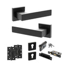 Senza Pari Panetti Door Handle Pack (Euro Lock Set - 2.5" CE Sashlock, 4" Slim Knuckle Hinges x2) - Matt Black - ADPSP217MB24 - Choice Handles