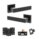 Senza Pari Panetti Door Handle Pack (Latch Set - 3" CE Latch, 3" Fire Rated Hinges x3) - Matt Black - ADPSP217MB2 - Choice Handles