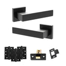 Senza Pari Panetti Door Handle Pack (Latch Set - 3" CE Latch, 4" Fire Rated Hinges x3) - Matt Black - ADPSP217MB4 - Choice Handles