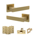Senza Pari Panetti Door Handle Pack (Latch Set - 3" CE Latch, 3" Fire Rated Hinges x3) - Satin Brass - ADPSP217SB2 - Choice Handles