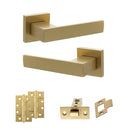 Senza Pari Panetti Door Handle Pack (Latch Set - 2.5" CE Latch, 4" Slim Knuckle Hinges x2) - Satin Brass - ADPSP217SB5 - Choice Handles