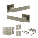Senza Pari Panetti Door Handle Pack (3 Lever Lock Set - 2.5" CE Sashlock, 3" Fire Rated Hinges x3) - Satin Nickel - ADPSP217SN14 - Choice Handles