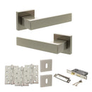 Senza Pari Panetti Door Handle Pack (3 Lever Lock Set - 3" CE Sashlock, 4" Fire Rated Hinges x3) - Satin Nickel - ADPSP217SN17 - Choice Handles