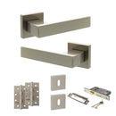 Senza Pari Panetti Door Handle Pack (3 Lever Lock Set - 3" CE Sashlock, 4" Slim Knuckle Hinges x2) - Satin Nickel - ADPSP217SN19 - Choice Handles