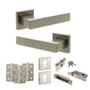 Senza Pari Panetti Door Handle Pack (Euro Lock Set - 2.5" CE Sashlock, 3" Fire Rated Hinges x3) - Satin Nickel - ADPSP217SN20 - Choice Handles