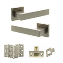 Senza Pari Panetti Door Handle Pack (Latch Set - 3" CE Latch, 3" Fire Rated Hinges x3) - Satin Nickel - ADPSP217SN2 - Choice Handles