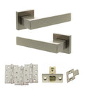 Senza Pari Panetti Door Handle Pack (Latch Set - 3" CE Latch, 4" Fire Rated Hinges x3) - Satin Nickel - ADPSP217SN4 - Choice Handles