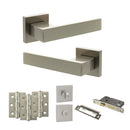 Senza Pari Panetti Door Handle Pack (Bathroom Set - 2.5" CE Bathroom Lock, 3" Fire Rated Hinges x3) - Satin Nickel - ADPSP217SN8 - Choice Handles