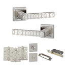 Senza Pari Bianca Door Handle Pack (Bathroom Set - 3" CE Bathroom Lock, 4" Fire Rated Hinges x3) - Satin Nickel - ADPSPC193SN11 - Choice Handles
