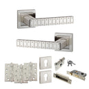Senza Pari Bianca Door Handle Pack (Euro Lock Set - 3" CE Sashlock, 4" Fire Rated Hinges x3) - Satin Nickel - ADPSPC193SN23 - Choice Handles