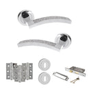Senza Pari Crystal Door Handle Pack (3 Lever Lock Set - 3" CE Sashlock, 3" Fire Rated Hinges x3) - Polished Chrome - ADPSPM167CRCP15 - Choice Handles