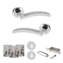 Senza Pari Crystal Door Handle Pack (3 Lever Lock Set - 2.5" CE Sashlock, 4" Fire Rated Hinges x3) - Polished Chrome - ADPSPM167CRCP16 - Choice Handles