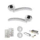 Senza Pari Crystal Door Handle Pack (3 Lever Lock Set - 2.5" CE Sashlock, 4" Slim Knuckle Hinges x2) - Polished Chrome - ADPSPM167CRCP18 - Choice Handles
