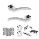 Senza Pari Crystal Door Handle Pack (Euro Lock Set - 3" CE Sashlock, 3" Fire Rated Hinges x3) - Polished Chrome - ADPSPM167CRCP21 - Choice Handles
