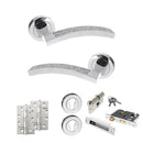 Senza Pari Crystal Door Handle Pack (Euro Lock Set - 2.5" CE Sashlock, 4" Slim Knuckle Hinges x2) - Polished Chrome - ADPSPM167CRCP24 - Choice Handles