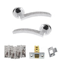 Senza Pari Crystal Door Handle Pack (Latch Set - 3" CE Latch, 4" Fire Rated Hinges x3) - Polished Chrome - ADPSPM167CRCP4 - Choice Handles