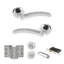 Senza Pari Crystal Door Handle Pack (Bathroom Set - 2.5" CE Bathroom Lock, 3" Fire Rated Hinges x3) - Polished Chrome - ADPSPM167CRCP8 - Choice Handles