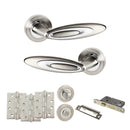 Senza Pari Elisse Door Handle Pack (Bathroom Set - 3" CE Bathroom Lock, 4" Fire Rated Hinges x3) - Satin Nickel/Chrome Plate - ADPSPM222SNCP11 - Choice Handles