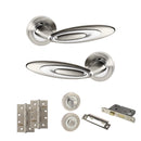 Senza Pari Elisse Door Handle Pack (Bathroom Set - 2.5" CE Bathroom Lock, 4" Slim Knuckle Hinges x2) - Satin Nickel/Chrome Plate - ADPSPM222SNCP12 - Choice Handles
