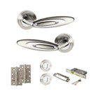 Senza Pari Elisse Door Handle Pack (3 Lever Lock Set - 3" CE Sashlock, 4" Slim Knuckle Hinges x2) - Satin Nickel/Chrome Plate - ADPSPM222SNCP19 - Choice Handles