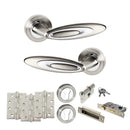 Senza Pari Elisse Door Handle Pack (Euro Lock Set - 2.5" CE Sashlock, 4" Fire Rated Hinges x3) - Satin Nickel/Chrome Plate - ADPSPM222SNCP22 - Choice Handles