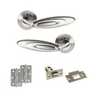 Senza Pari Elisse Door Handle Pack (Latch Set - 2.5" Latch, 3" Hinges x2) - Satin Nickel/Chrome Plate - ADPSPM222SNCP7 - Choice Handles