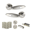 Senza Pari Elisse Door Handle Pack (Bathroom Set - 3" CE Bathroom Lock, 3" Fire Rated Hinges x3) - Satin Nickel/Chrome Plate - ADPSPM222SNCP9 - Choice Handles