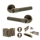 Senza Pari Andretta Door Handle Pack (Euro Lock Set - 3" CE Sashlock, 3" Fire Rated Hinges x3) - Antique Brass - ADPSPR160AB21 - Choice Handles