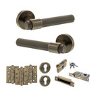 Senza Pari Andretta Door Handle Pack (Euro Lock Set - 3" CE Sashlock, 4" Fire Rated Hinges x3) - Antique Brass - ADPSPR160AB23 - Choice Handles