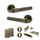 Senza Pari Andretta Door Handle Pack (Euro Lock Set - 2.5" CE Sashlock, 4" Slim Knuckle Hinges x2) - Antique Brass - ADPSPR160AB24 - Choice Handles