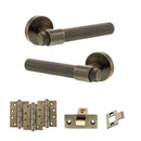 Senza Pari Andretta Door Handle Pack (Latch Set - 3" CE Latch, 4" Fire Rated Hinges x3) - Antique Brass - ADPSPR160AB4 - Choice Handles