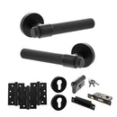 Senza Pari Andretta Door Handle Pack (Euro Lock Set - 2.5" CE Sashlock, 4" Fire Rated Hinges x3) - Matt Black - ADPSPR160MB22 - Choice Handles