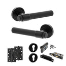 Senza Pari Andretta Door Handle Pack (Euro Lock Set - 3" CE Sashlock, 4" Slim Knuckle Hinges x2) - Matt Black - ADPSPR160MB25 - Choice Handles
