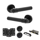Senza Pari Andretta Door Handle Pack (Bathroom Set - 3" CE Bathroom Lock, 3" Fire Rated Hinges x3) - Matt Black - ADPSPR160MB9 - Choice Handles