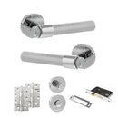 Senza Pari Andretta Door Handle Pack (Bathroom Set - 2.5" CE Bathroom Lock, 4" Slim Knuckle Hinges x2) - Polished Chrome - ADPSPR160PC12 - Choice Handles
