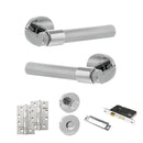 Senza Pari Andretta Door Handle Pack (Bathroom Set - 3" CE Bathroom Lock, 4" Slim Knuckle Hinges x2) - Polished Chrome - ADPSPR160PC13 - Choice Handles