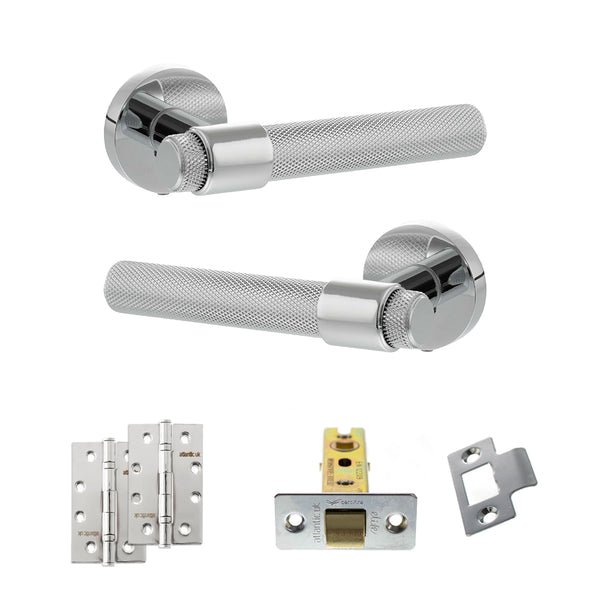 Senza Pari Andretta Door Handle Pack (Latch Set - 3" CE Latch, 4" Slim Knuckle Hinges x2) - Polished Chrome - ADPSPR160PC6 - Choice Handles