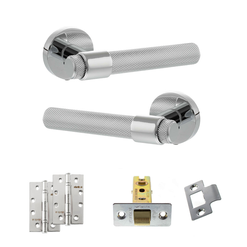 Senza Pari Andretta Door Handle Pack (Latch Set - 3" CE Latch, 4" Slim Knuckle Hinges x2) - Polished Chrome - ADPSPR160PC6 - Choice Handles