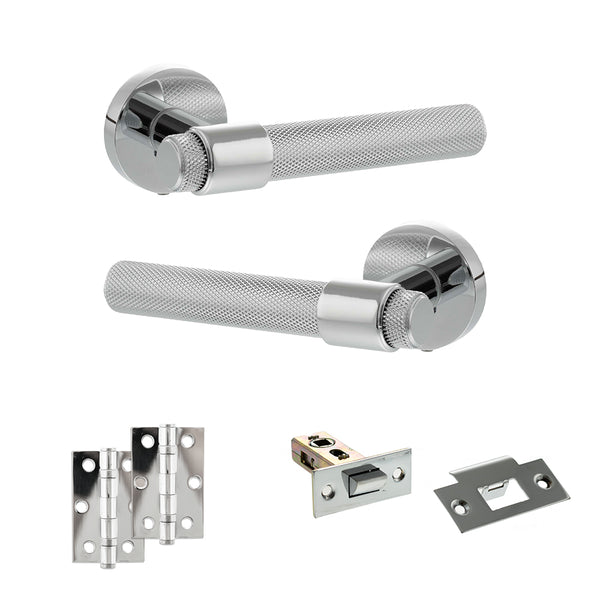 Senza Pari Andretta Door Handle Pack (Latch Set - 2.5" Latch, 3" Hinges x2) - Polished Chrome - ADPSPR160PC7