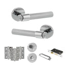 Senza Pari Andretta Door Handle Pack (Bathroom Set - 3" CE Bathroom Lock, 3" Fire Rated Hinges x3) - Polished Chrome - ADPSPR160PC9 - Choice Handles