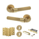 Senza Pari Andretta Door Handle Pack (3 Lever Lock Set - 2.5" CE Sashlock, 3" Fire Rated Hinges x3) - Satin Brass - ADPSPR160SB14 - Choice Handles