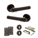 Senza Pari Andretta Door Handle Pack (3 Lever Lock Set - 2.5" CE Sashlock, 4" Slim Knuckle Hinges x2) - Urban Dark Bronze - ADPSPR160UDB18 - Choice Handles