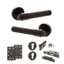 Senza Pari Andretta Door Handle Pack (Euro Lock Set - 2.5" CE Sashlock, 4" Slim Knuckle Hinges x2) - Urban Dark Bronze - ADPSPR160UDB24 - Choice Handles