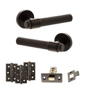 Senza Pari Andretta Door Handle Pack (Latch Set - 3" CE Latch, 3" Fire Rated Hinges x3) - Urban Dark Bronze - ADPSPR160UDB2 - Choice Handles