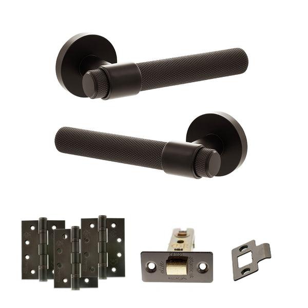 Senza Pari Andretta Door Handle Pack (Latch Set - 2.5" CE Latch, 4" Fire Rated Hinges x3) - Urban Dark Bronze - ADPSPR160UDB3 - Choice Handles
