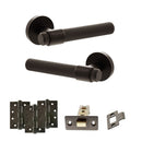Senza Pari Andretta Door Handle Pack (Latch Set - 3" CE Latch, 4" Fire Rated Hinges x3) - Urban Dark Bronze - ADPSPR160UDB4 - Choice Handles