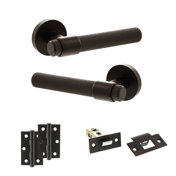 Senza Pari Andretta Door Handle Pack (Latch Set - 2.5" Latch, 3" Hinges x2) - Urban Dark Bronze - ADPSPR160UDB7 - Choice Handles