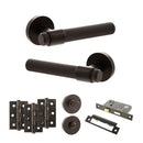 Senza Pari Andretta Door Handle Pack (Bathroom Set - 3" CE Bathroom Lock, 3" Fire Rated Hinges x3) - Urban Dark Bronze - ADPSPR160UDB9 - Choice Handles
