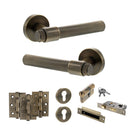 Senza Pari Fasana Door Handle Pack (Euro Lock Set - 2.5" CE Sashlock, 3" Fire Rated Hinges x3) - Antique Brass - ADPSPR165AB20 - Choice Handles